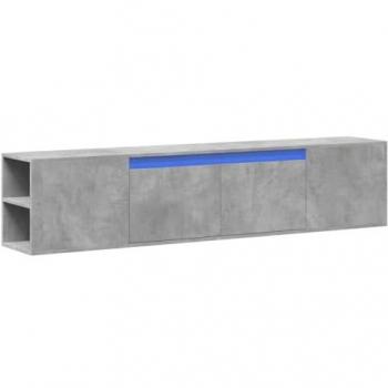 Mueble de TV de pared con luz LED gris hormigón 180x31x39,5 cm