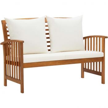 Acacia Wood Garden Bench with Cushions 119 cm
