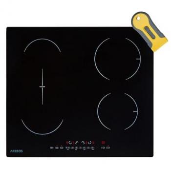 Placa de inducción Arebos 7200 W, 4 zonas flexibles, 59 cm, autosuficiente con sensor táctil, temporizador y protección infantil