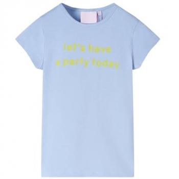 Camiseta Infantil Azul Claro de Manga Corta 116