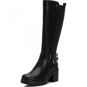 BOTA DE MUJER REFRESH 172313 NEGRO CREMALLERA - Botas altas de mujer con tacón alto y cremallera lateral, color negro, talla 36