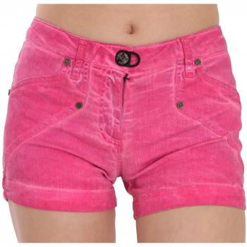 Pink Mid Waist Cotton Denim Mini Shorts