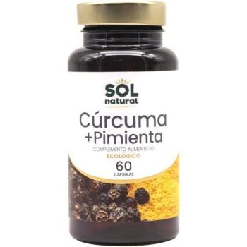 Sol Natural Cúrcuma y Pimienta Negra 60 Cápsulas - Complemento Alimenticio 100% Natural Bio