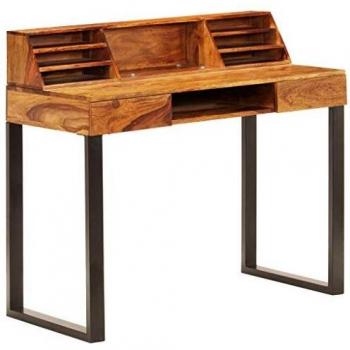 vidaXL Desk 110x50x94 cm Solid Sheesham Wood and Steel