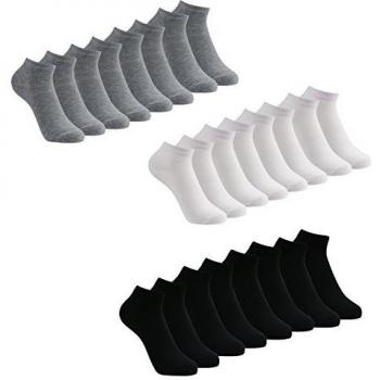 Caudblor 12 Pares No Show calcetines de corte bajo para hombres y mujeres, blanco/gris/negro-Hombre