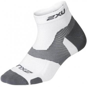 2XU Vectr Light Cushion 1/4 Crew Compression Socks, XL, White/Grey, Unisex