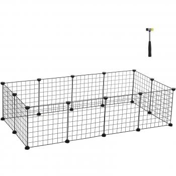 Cercado para mascotas metálico negro, parque de juegos ideal para hámster y conejos, dimensiones 143x73x46 cm