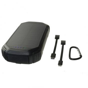 PowerNeed S20000C Batería Externa Polímero de Litio 20000 mAh Negro con Carga Rápida QC 3.0 y Panel Solar