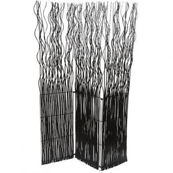 Biombo Separador De Ambientes Moderno 3 Paneles Madera Abel Color Negro 120x180