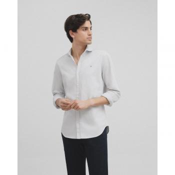 Camisa de hombre slim fit en color gris claro con diseño liso