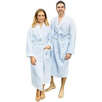 Albornoz Nido de Abeja 360 Gr/m2 Talla S/M 100% Algodón Beige y Blanco L/XL
