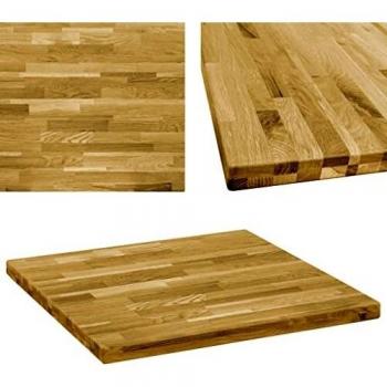 vidaXL Roble Tablero Mesa Cuadrado Madera 44 mm 80x80 cm Superficie Muebles
