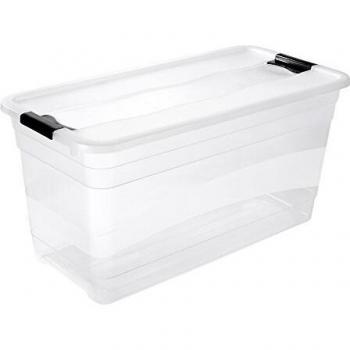 Caja de almacenamiento para portero Keeeper Cornelia, 83 litros, transparente