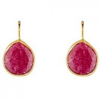 Córdoba Jewels | Pendientes en plata de ley 925 bañados en oro con piedra semipreciosa. Diseño Luxury Mini Gota Frambuesa Gold