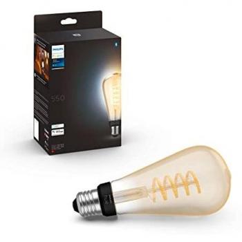 Philips Hue - Bombilla Inteligente de Filamento, ST72 E27, Luz Blanca de Cálida a Fría, 7W, Compatible con Alexa y Google Home