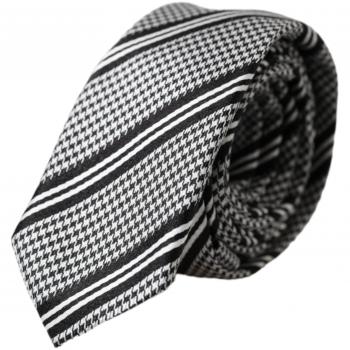 Dolce & Gabbana Striped Silk Tie with Logo Details, Black White Stripes, Adjustable Tie, Male, Size: ONE SIZE