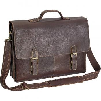 Bolso de cuero vintage Pedea San Marcos para notebook 17.3, marrón