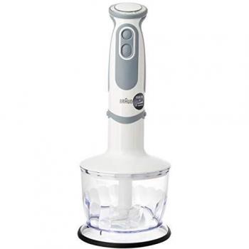 Braun Hogar Minipimer 5237WH - Batidora de mano, 1000 W, 21 velocidades y turbo, anti-salpicaduras, Powerbell Plus, 4 accesorios