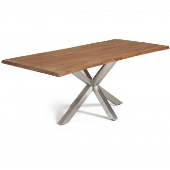 Kave Home Mesa New Argo 220x100, Inox mate roble envejecido