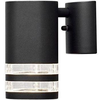 Aplique de exterior Konstsmide Modena, 1 luz, 2 ranuras, color negro, lámpara de pared individual de anillo doble moderna para exteriores, transparente, IP44