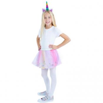 Kit de Unicornio Arcoíris infantil con Tutú estampado y Diadema de Smiffy's