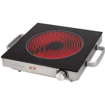 ProfiCook EKP 1210 Placa de Cocción por Infrarrojos Individual, Portátil, Vitrocerámica, Inducción, Apta para Todo Tipo de Ollas y Sartenes, Carc