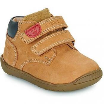 Geox Macchia Baby Boots - First Steps Leather Shoes in Brown and Yellow