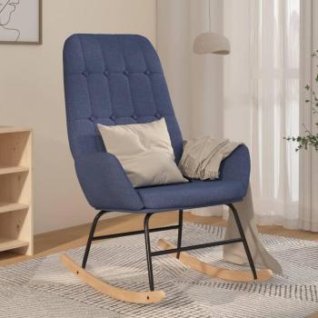 Sillón mecedora azul de tela con diseño de ondulación Vidaxl
