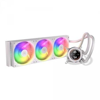 Refrigeración Líquida Krux HydroGlance 360 ARGB LCD Blanca con 3 Ventiladores