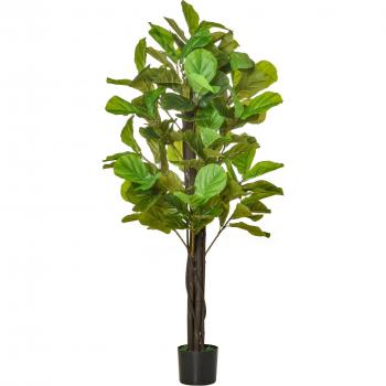 HOMCOM Planta Artificial Higuera en Maceta 155 cm Altura con 114 Hojas Árbol Falso Decorativo Interior Verde