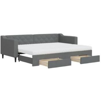 Sofá cama nido con cajones tela gris oscuro 80x200 cm