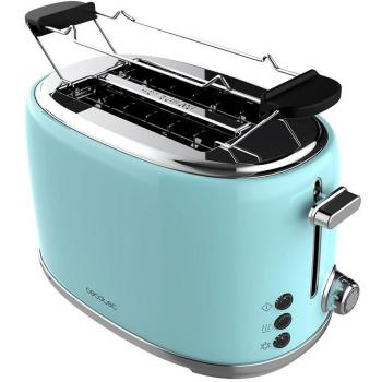 Tostadora Cecotec Toast&Taste 1000 Retro Double, 980W, Dos Ranuras, Diseño Retro, Azul