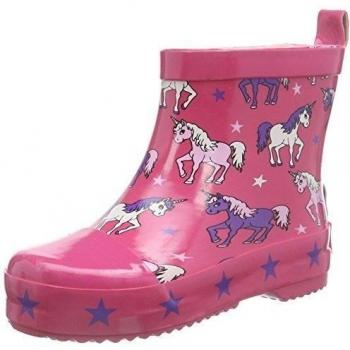 Playshoes Kurze Gummistiefel aus Naturkautschuk Einhorn - Botas de goma para niñas, color rosa