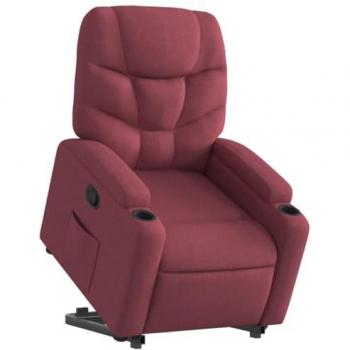 Sillón Reclinable Elevable en Tela Rojo Tinto con Respaldo y Reposabrazos, Asiento Ajustable para Ancianos