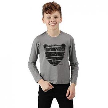 Regatta ' Wendell' Cotton Graphic Print Long Sleeve T-Shirt Polos/Camisetas, Gris Roca, 11-12 años Unisex niños