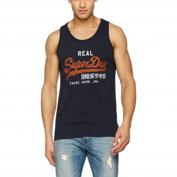 Superdry Vintage Logo Duo Entry, Camiseta Deportiva de Tirantes para Hombre, Azul