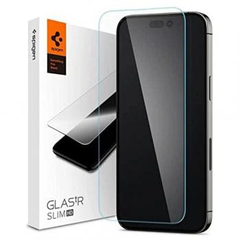 Protector de Pantalla de Cristal Templado Spigen GLAS.tR Slim para iPhone 14 Pro Max - Dureza 9H, Bordes Biselados 2.5D
