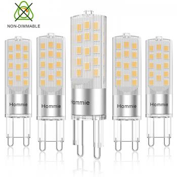 Bombillas LED G9 Cálida de 3.8W Equivale a Lámparas halógenas de 40W, Hommie 3000K G9 Lámparas LED, 360LM, Ángulo de Haz de 360°, AC 220-240V, Pack de 5