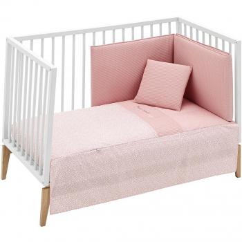 Colcha y Protector Forest Rosa para Cuna 70x140cm