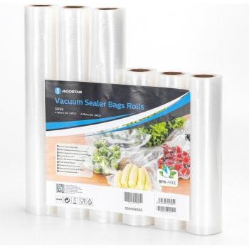 Bolsas para Envasar al Vacío AIGOSTAR - Pack de 6 Rollos (20x300 cm y 28x300 cm) Aptas para Máquinas de Envasado al Vacío