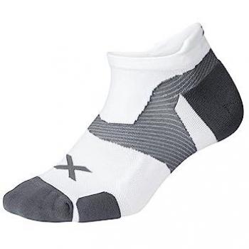 Calcetines 2XU Vectr Cushion No Show Unisex Blanco/Gris M