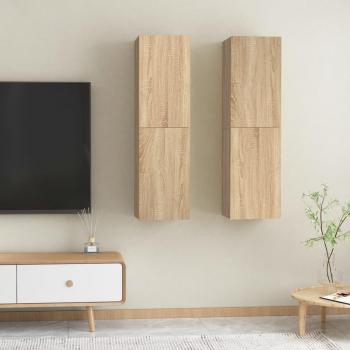 Mueble para TV vidaXL 2 uds de madera contrachapada color roble 30,5x30x110 cm, Mueble de salón, Mesa de TV