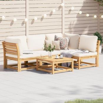 5-Piece Acacia Wood Garden Lounge Set with Cushions