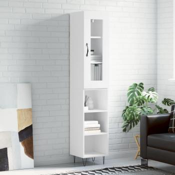 Aparador alto de madera contrachapada blanco 34,5x34x180 cm