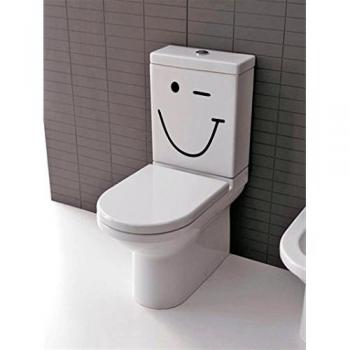 Vinilo (40 x 29 cm) para frigorífico con diseño de cara sonriente con guiño de Vinilo/carcasa Happy Smile lámina de decoración de adhesivo para inodoro con tapa/tabla de DIY extraíble de tela surfear + incluye figura decorativa y calcomanías para r
