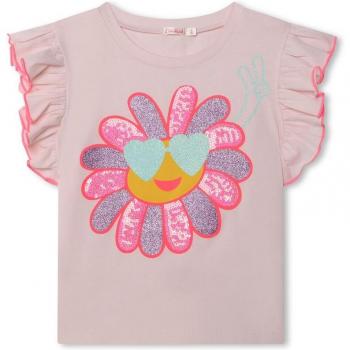 Camiseta de niña Billieblush de algodón con mangas volante U20077