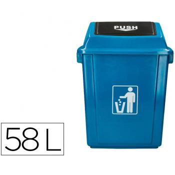 Papelera contenedor Q-Connect plástico con tapa de balancín 58 litros azul 470x330x760 KF10061
