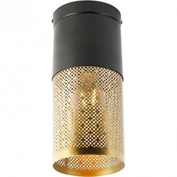 Plafón industrial negro con detalles dorados - Raspi, acero, compatible con LED, 1 x 25W