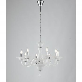 Araña Soffio 8 bombillas Cristal blanco Candelabros de 8 luces Blanco 71x50cm - Fan Europe
