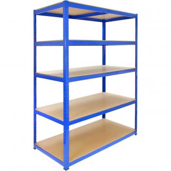 Estanterías de Almacenamiento T-Rax Fuertes de Acero Sin Tornillos, Set de 10, Azules, 120cm Ancho x 60cm Profundo